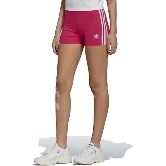 Adidas 3 Stripes Womens Size Small Booty Shorts Original Magenta Pink Pull On - Picture 1 of 12